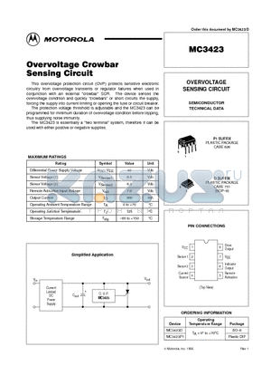 MC3423P1 datasheet - OVERVOLTAGE SENSING CIRCUIT