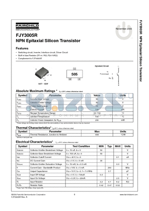 FJY3005R datasheet - NPN Epitaxial Silicon Transistor