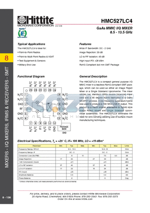 HMC527LC4_09 datasheet - GaAs MMIC I/Q MIXER 8.5 - 13.5 GHz