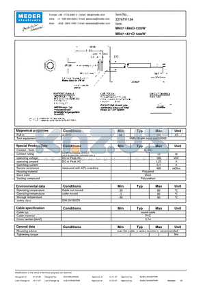 MK07-1A66D-1200W datasheet - MK Reed Sensors