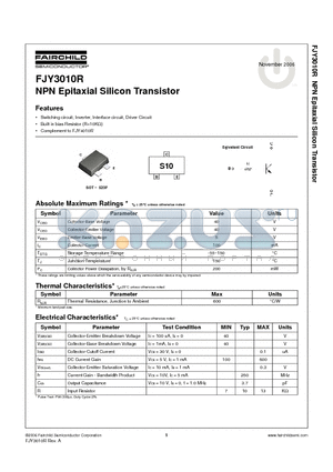 FJY3010R datasheet - NPN Epitaxial Silicon Transistor