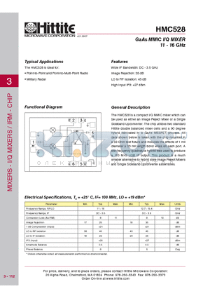 HMC528_09 datasheet - GaAs MMIC I/Q MIXER 11 - 16 GHz