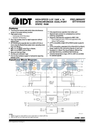 IDT70V639S10BC datasheet - HIGH-SPEED 3.3V 128K x 18 ASYNCHRONOUS DUAL-PORT STATIC RAM