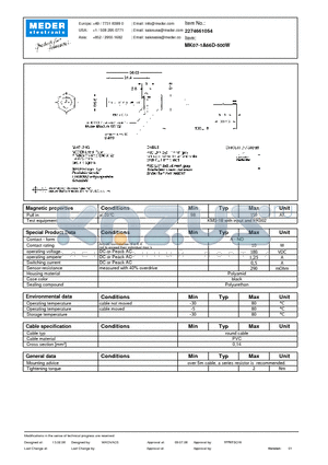 MK07-1A66D-500W datasheet - MK Reed Sensors