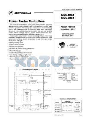 MC34261P datasheet - POWER FACTOR CONTROLLERS