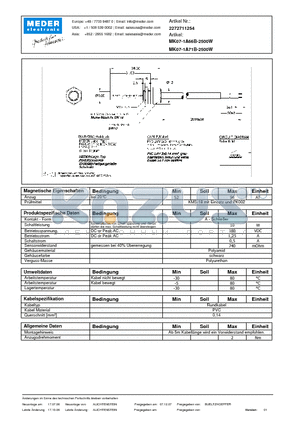 MK07-1A71B-2500W_DE datasheet - (deutsch) MK Reed Sensor