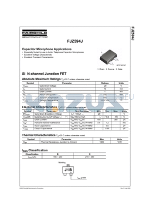 FJZ594JB datasheet - Si N-channel Junction FET