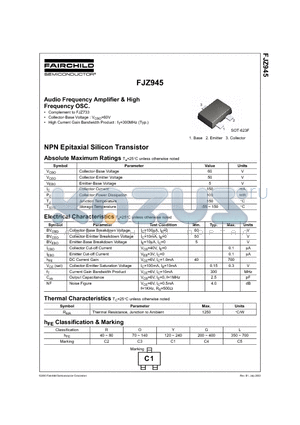 FJZ945 datasheet - Audio Frequency Amplifier & High Frequency OSC.