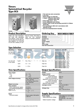 ECSSM23A10M datasheet - Timers Symmetrical Recycler