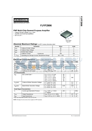 FJYF2906 datasheet - PNP Multi-Chip General Purpose Amplifier