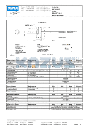 MK07-BV15127_DE datasheet - (deutsch) MK Reed Sensor