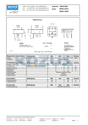 MK09-1A46A_DE datasheet - (deutsch) MK Reed Sensor