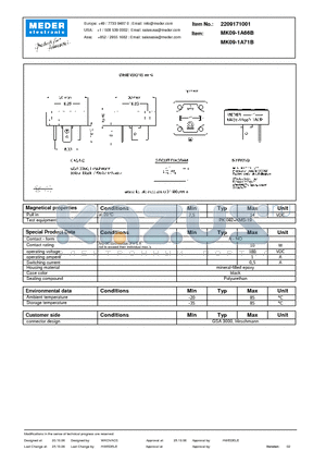 MK09-1A66B datasheet - MK Reed Sensors