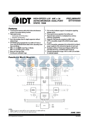 IDT70V658 datasheet - HIGH-SPEED 3.3V 64K X 36 ASYNCHRONOUS DUAL-PORT STATIC RAM