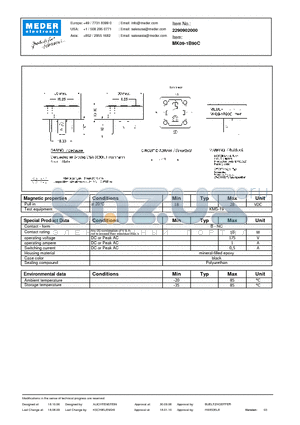 MK09-1B90C datasheet - MK Reed Sensor