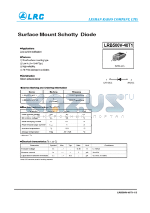 LRB500V-40T1 datasheet - Surface Mount Schotty Diode