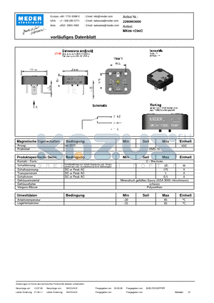 MK09-1C90C_DE datasheet - (deutsch) MK Reed Sensor