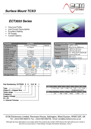 ECT3033 datasheet - Surface Mount TCXO