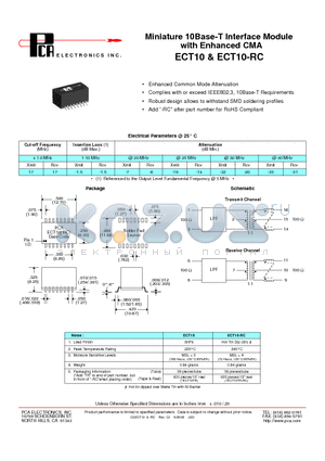 ECT10-RC datasheet - Miniature 10Base-T Interface Module with Enhanced CMA