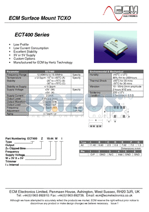 ECT400 datasheet - Surface Mount TCXO