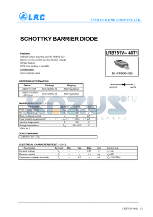 LRB751V-40T1G datasheet - SCHOTTKY BARRIER DIODE