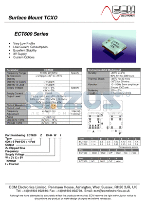 ECT600 datasheet - Surface Mount TCXO