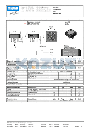 MK09-1C90E datasheet - MK Reed Sensor