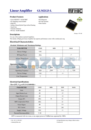 GLM2123-L datasheet - Linear Amplifier