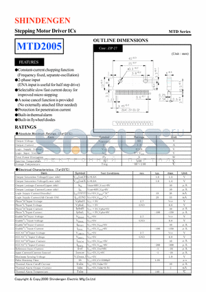 MTD2005 datasheet - Stepping Motor Driver ICs