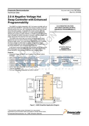 MC34652R2 datasheet - 2.0 A Negative Voltage Hot Swap Controller with Enhanced Programmability