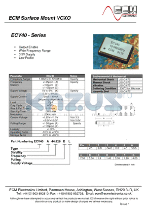 ECV40A44.928BL datasheet - Surface Mount VCXO