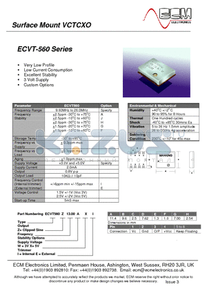 ECVT-560 datasheet - Surface Mount VCTCXO
