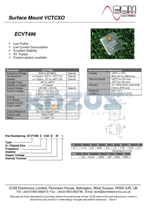 ECVT496 datasheet - Surface Mount VCTCXO