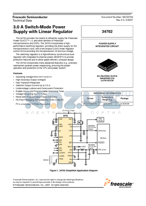 MC34702EK datasheet - 3.0 A Switch-Mode Power Supply with Linear Regulator