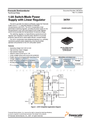 MC34701EW datasheet - 1.5A Switch-Mode Power Supply with Linear Regulator