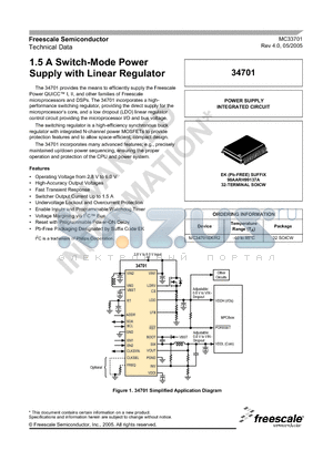MC34701R2 datasheet - 1.5 A Switch-Mode Power Supply with Linear Regulator