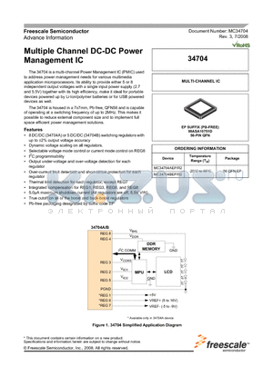MC34704 datasheet - Multiple Channel DC-DC Power Management IC