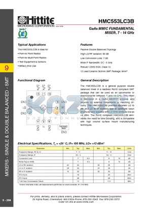 HMC553LC3B datasheet - GaAs MMIC FUNDAMENTAL MIXER, 7 - 14 GHz