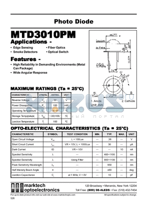 MTD3010PM datasheet - Photo Diode