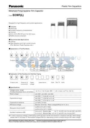 ECWF4105MLL datasheet - Metallized Polypropylene Film Capacitor
