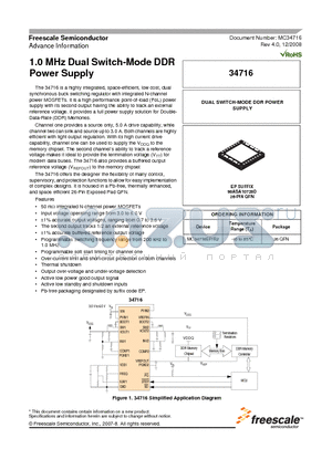 MC34716 datasheet - 1.0 MHz Dual Switch-Mode DDR Power Supply