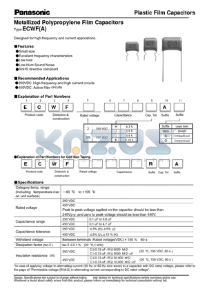 ECWF2W824JAA datasheet - Plastic Film Capacitors