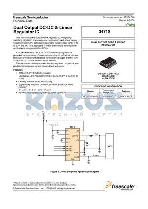 MC34710 datasheet - Dual Output DC-DC & Linear Regulator IC
