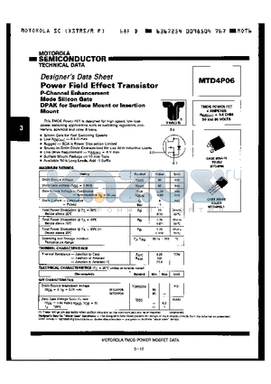 MTD4P06 datasheet - POWER FIELD EFFECT TRANSISTOR