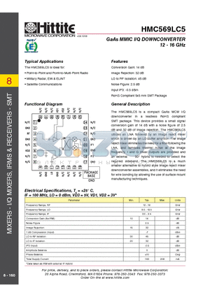 HMC569LC5_08 datasheet - GaAs MMIC I/Q DOWNCONVERTER 12 - 16 GHz