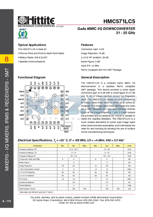 HMC571LC5_09 datasheet - GaAs MMIC I/Q DOWNCONVERTER 21 - 25 GHz