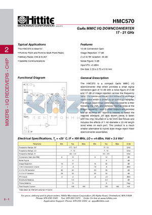 HMC570_11 datasheet - GaAs MMIC I/Q DOWNCONVERTER 17 - 21 GHz