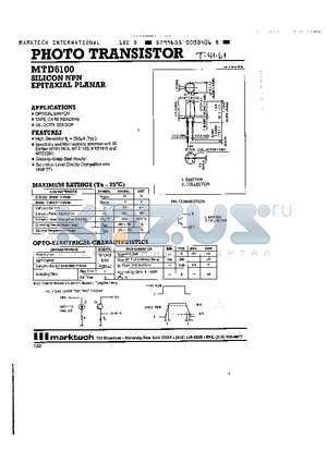 MTD6100 datasheet - PHOTO TRANSISTOR