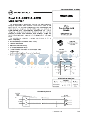 MC3488A datasheet - DUAL EIA-423/EIA-232D DRIVER