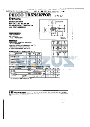 MTD6180 datasheet - PHOTO TRANSISTOR